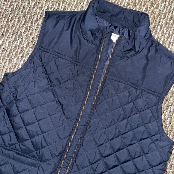 J. Crew Factory CREWCUTS Navy Blue Quilted Walker Puff Vest Jacket XL Full Zip - Picture 3 of 12